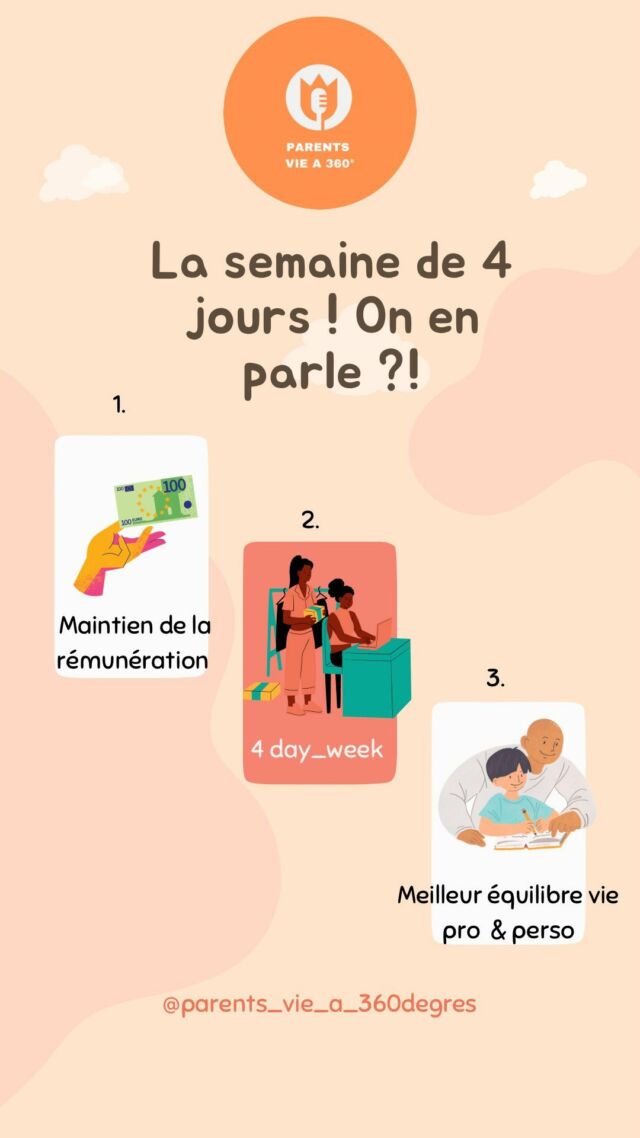 Hello 👋🏽 !

La semaine de 4 jours, let’s talk about it !

✨ Le 4-day week ou la semaine de travail de quatre jours est une proposition visant à réduire le temps de travail hebdomadaire de cinq à quatre jours, tout en maintenant la même rémunération et en préservant la productivité.

✨ Les partisans de cette idée soutiennent que cela permettrait d’améliorer l’équilibre entre vie professionnelle et vie privée, de réduire les niveaux de stress et de fatigue chez les travailleurs, de favoriser la créativité et l’innovation et de réduire les coûts liés aux trajets domicile-travail.

✨Cependant, certains critiques suggèrent que cela pourrait entraîner une baisse de la productivité et une augmentation des coûts pour les entreprises, ainsi qu’une réduction des heures de service pour les clients.

✨Malgré cela, plusieurs entreprises et gouvernements ont expérimenté avec succès la semaine de travail de quatre jours, soutenant que cela améliore l’efficacité et la satisfaction au travail.

✨ Les résultats sont bluffants ! Et les presque 3000 salariés qui l’ont expérimenté n’y voient que du positif pour leur équilibre. 

Certaines entreprises ont débuté l’expérience en France il me semble. Je suis d’ailleurs très étonnée vue la mentalité très ancrée du management de ce pays. 

Bref, qu’en penses-tu ?! A ton avis, est-ce une culture progressiste de la paresse ?!
Dis-moi en commentaires 👇🏽

#4dayweek #4dayworkweek #bienetre #equilibrevieprovieperso #parentalitepositive #parentalité #parenting #letstalk #workinprogress #working #workingmom #workinglife #boulot #travail #salarié #mamantravaille #papatravaille #reels #reelsinstagram #white #yellow #black #media #etude #maternité #grossesse #maman #futuremaman #mumtobe #happyfamily 
—
@kmilath @commeapaname